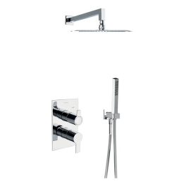 Ensemble de douche thermostatique encastre BLAUTHERM mitigeur douchette et pomme de tete carree 225x225mm chrome