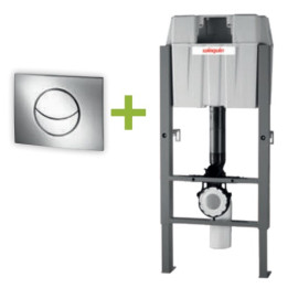 Bati support WC suspendu + plaque de commande chrome LUNE