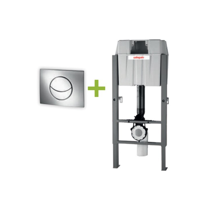 Bati support WC suspendu + plaque de commande chrome LUNE