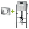 Bati support WC suspendu + plaque de commande chrome LUNE