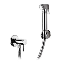 Douchette WC + Robinet d'arret + support + flexible chrome