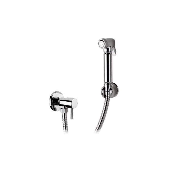 Douchette WC + Robinet d'arret + support + flexible chrome