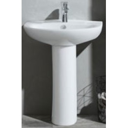 Lavabo 58x47.5cm + colonne H81cm BASIC TREND blanc