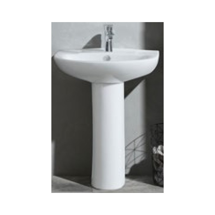 Lavabo 58x47.5cm + colonne H81cm BASIC TREND blanc