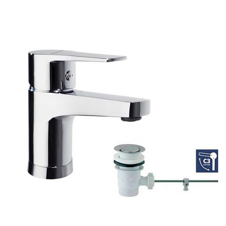 Mitigeur lavabo TITANIUM chrome avec vidage a tirette C3 NF
