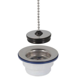 Bonde lavabo D40mm a bouchon + chainette