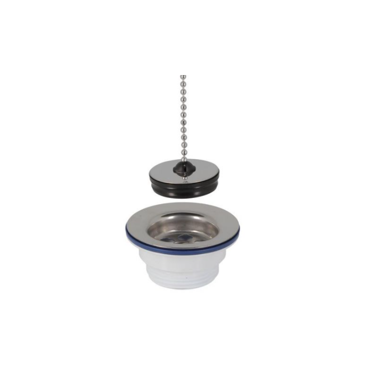 Bonde lavabo D40mm a bouchon + chainette