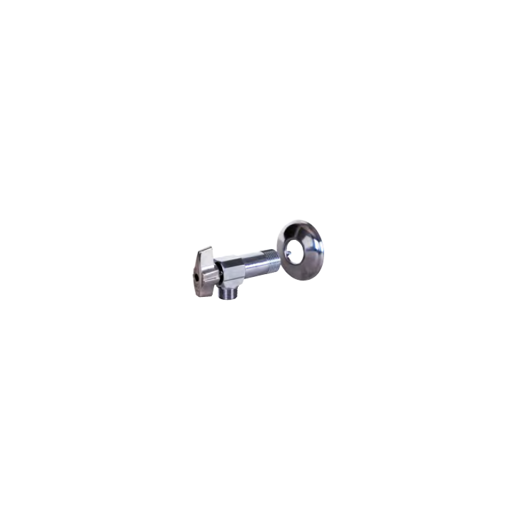 Robinet arret equerre 1/4 tour 1/2-1/2 + rosace