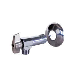 Robinet arret equerre 1/4 tour 1/2-3/8 + rosace