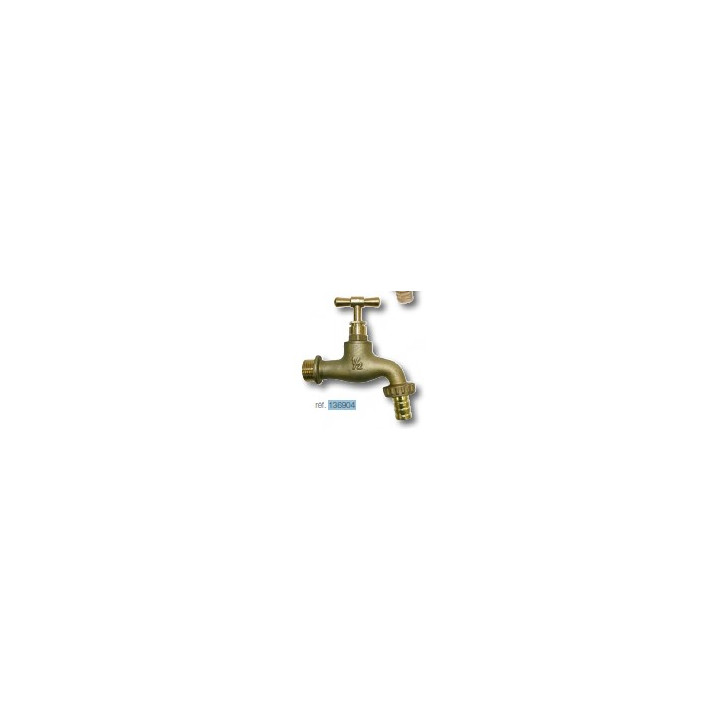 Robinet arrosage arrivee 1/2 nez 3/4 tuyau 1/2 brut laiton