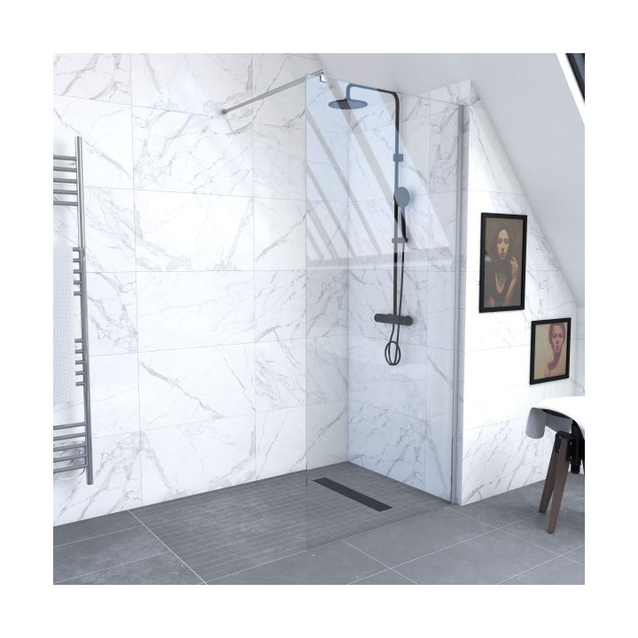 Paroi de douche 90x200cm PARMA 2 cadre chrome sans barre de fixation