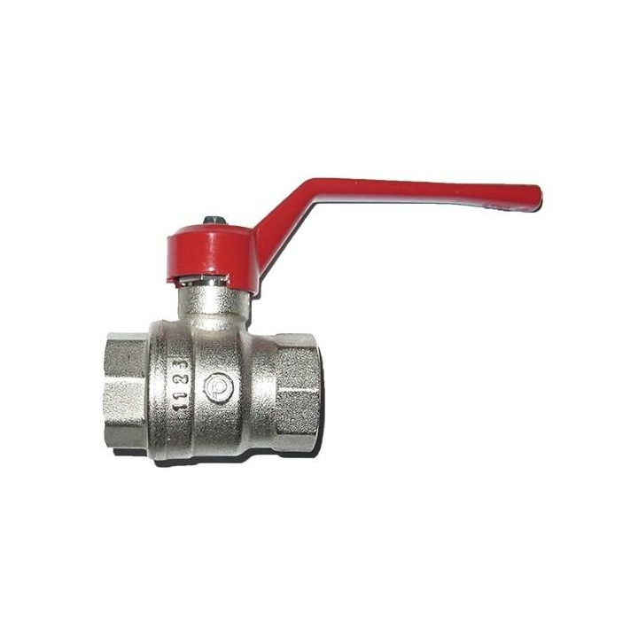 Vanne 1/4 tour 1/2" MM acs poignee plate rouge