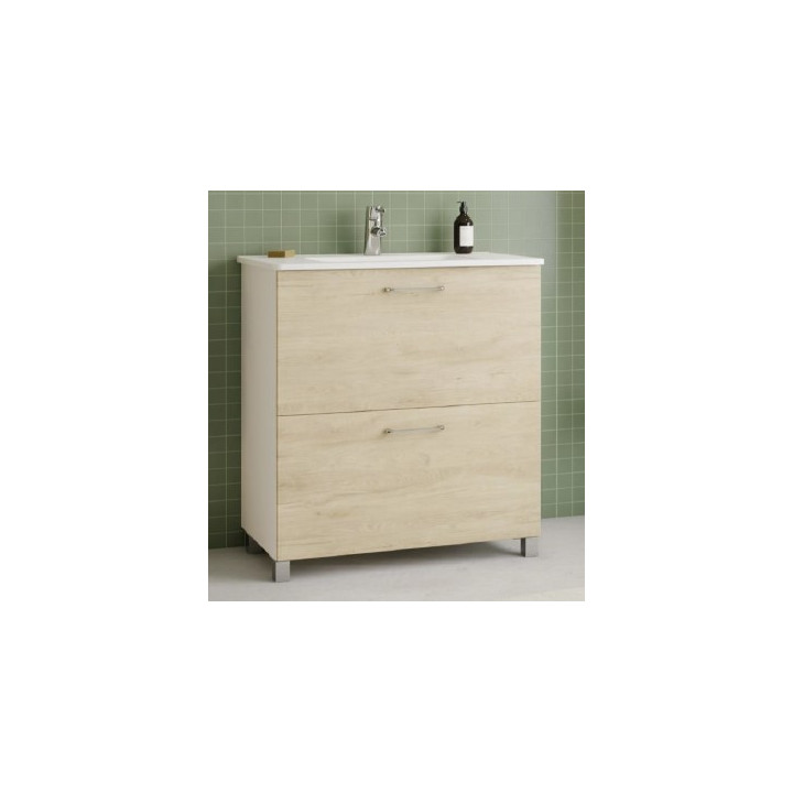 Meuble SDB 80x81x45cm HAPPY chene aurora avec vasque