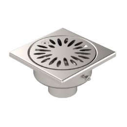 Siphon de sol inox 100x100 sortie verticale d40mm finition microbille trous 5mm