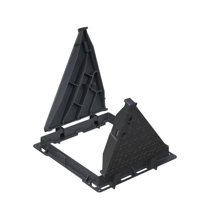 Regard OPT + cadre fonte 750x750 - D400 PILK1C articule EN124