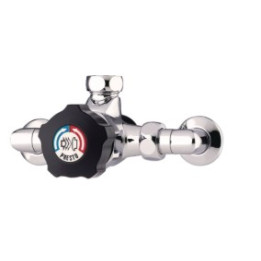 Mitigeur douche temporise ALPA bouton noir + raccord