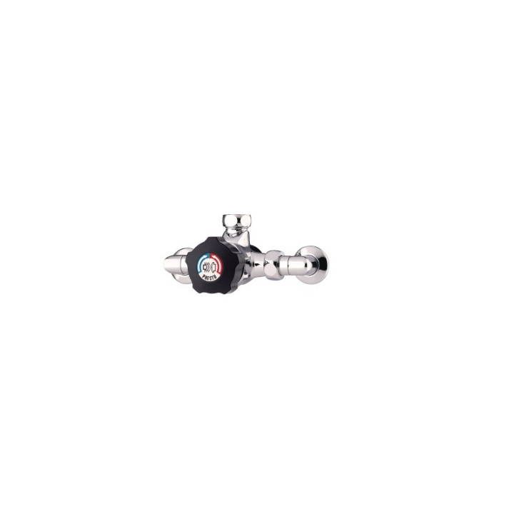 Mitigeur douche temporise ALPA bouton noir + raccord