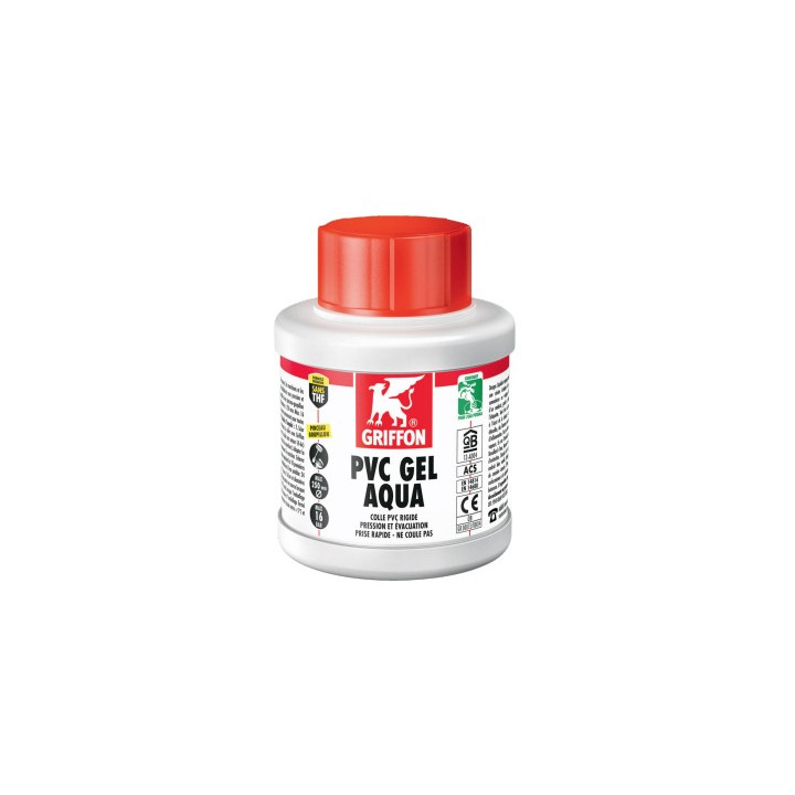 Colle pvc GEL AQUA rigide a prise rapide bidon 250ml+ pinceau