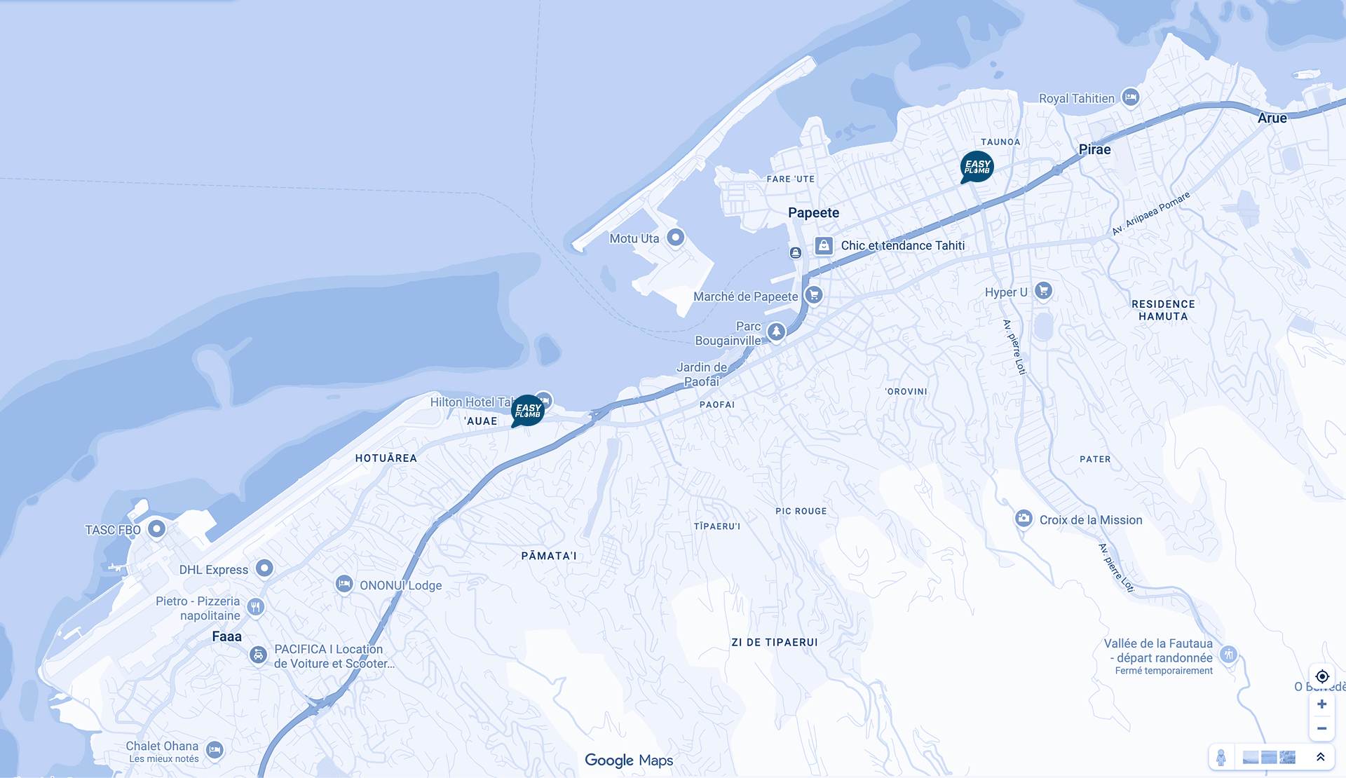 Carte des points EasyPlomb à Tahiti